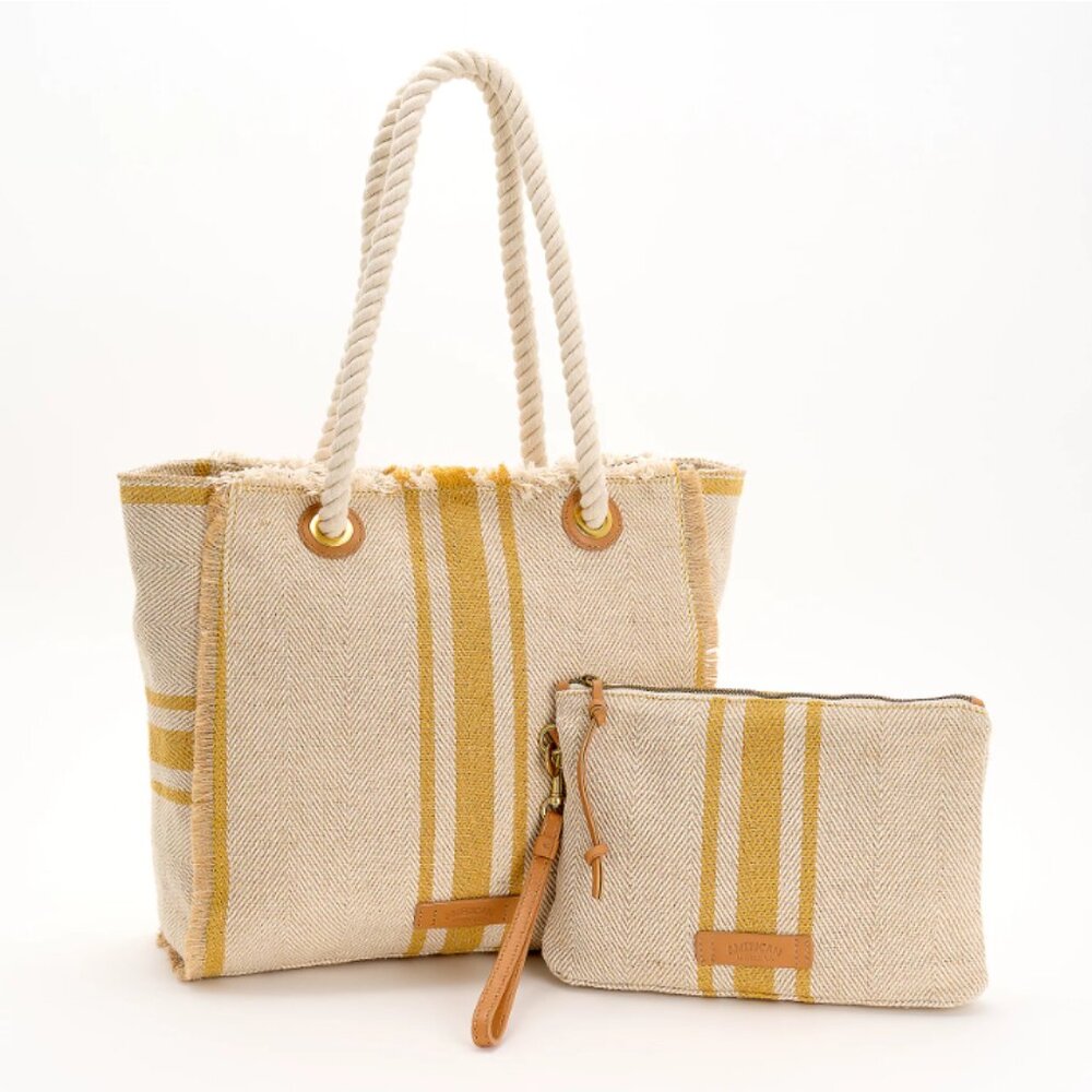 American Leather Co. Haven Canvas Tote & Wristlet Pouch  0232